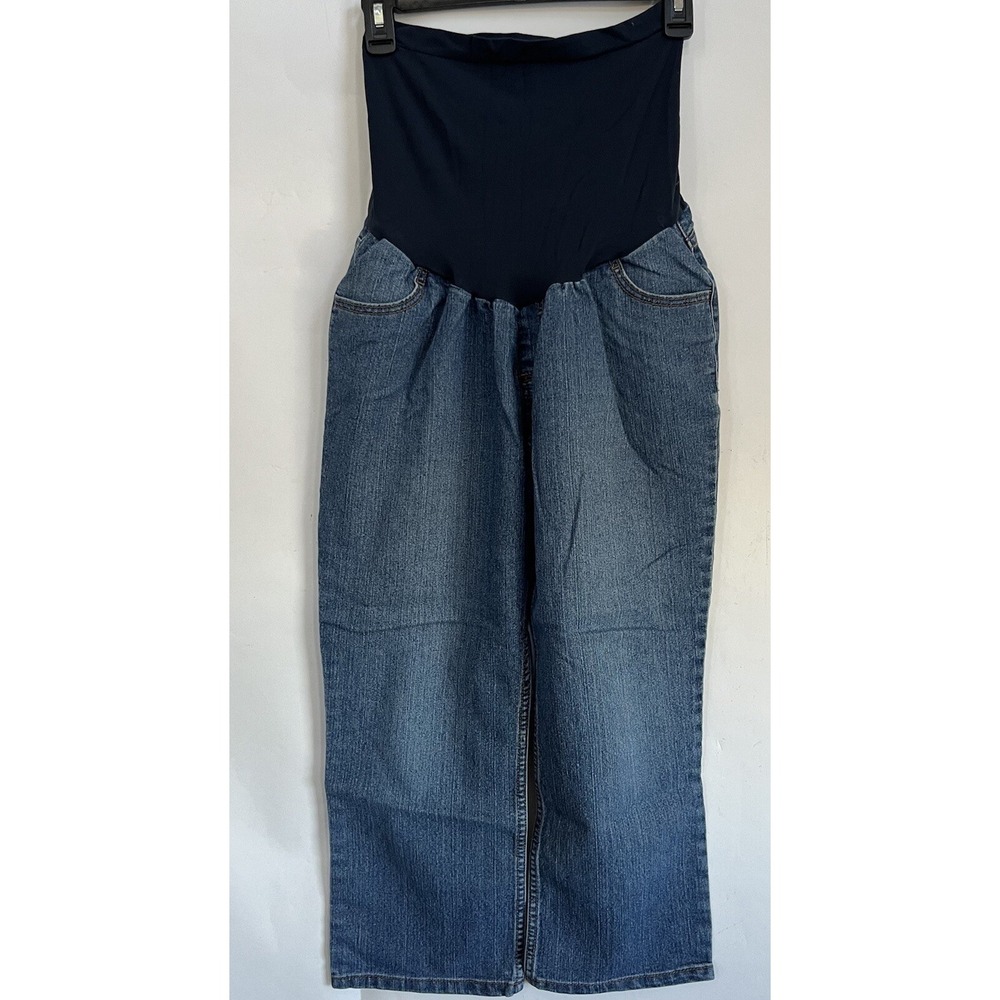 Motherhood Maternity Jeans Womens L Straight Capri Cropped 4 Pocket Blue